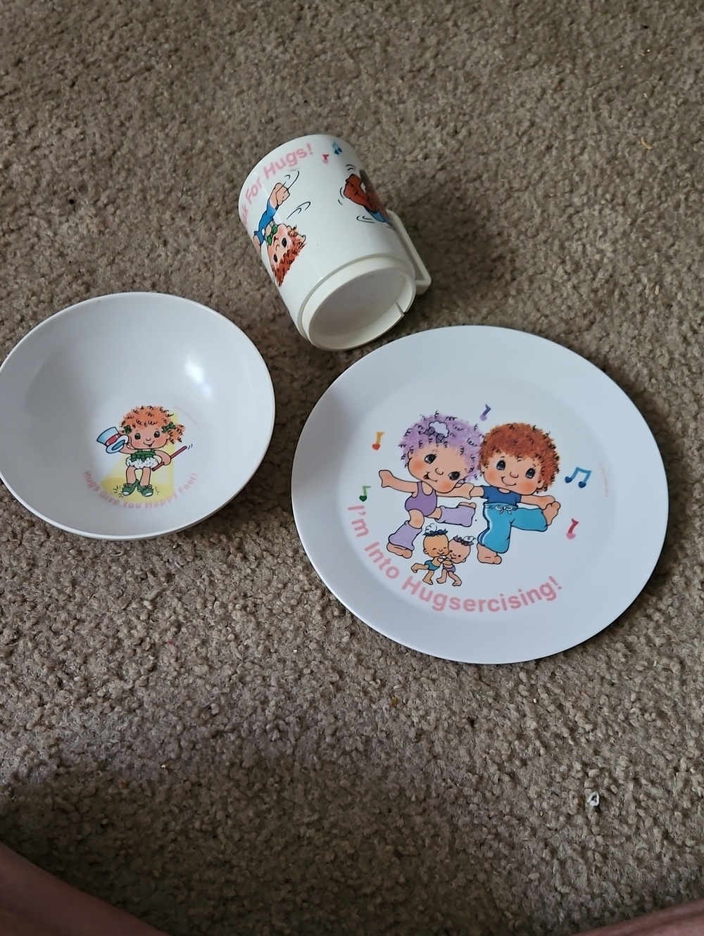 Vintage Hugga Bunch Melmeline Child's Plate Bowl Cup.  Deka 1200P